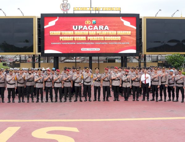 Sertijab Pejabat Utama dan Pelantikan Kasat PPA-PPO di Polresta Sidoarjo