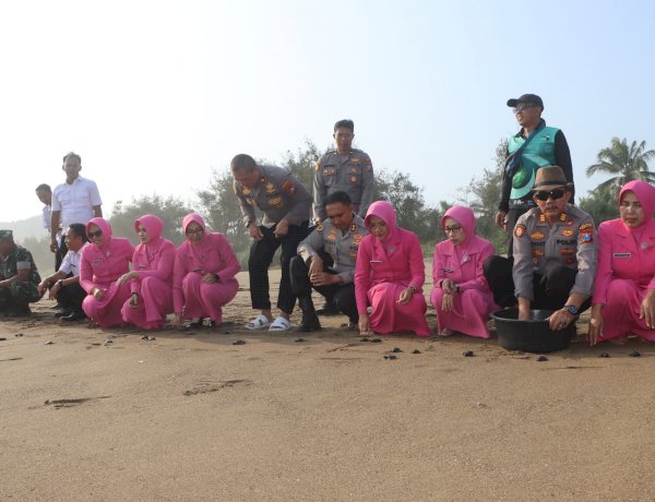 Ecology Policing Polres Trenggalek Tanam Mangrove dan Lepas Liarkan Ratusan Tukik