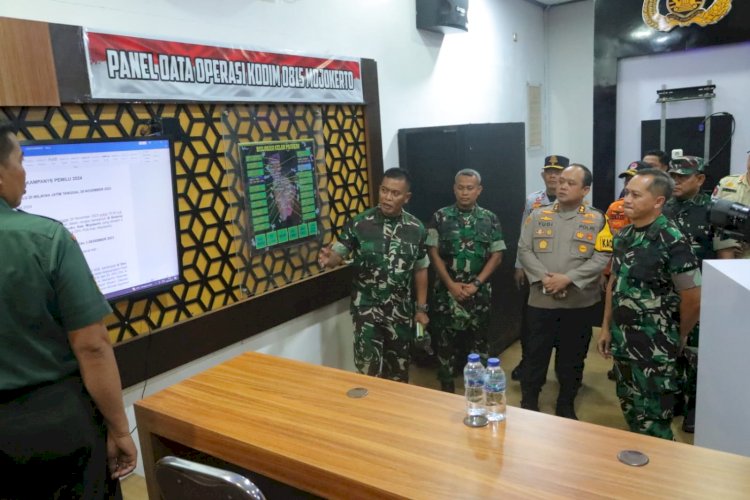 Cek Kesiapan Pengamanan Pemilu, Timwas Mabes TNI Apresiasi Sinergitas Kodim dan Polres Mojokerto