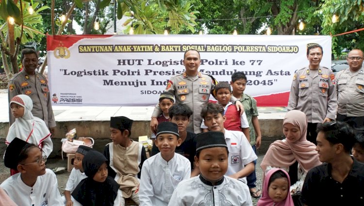 HUT Logistik Polri Ke-77, Polresta Sidoarjo Beri Santunan Anak Yatim dan Baksos