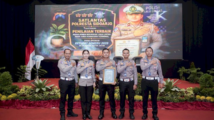 Satlantas Polresta Sidoarjo Raih Penilaian Terbaik Manajemen Lalin Kawasan Terminal di Operasi Ketupat Semeru